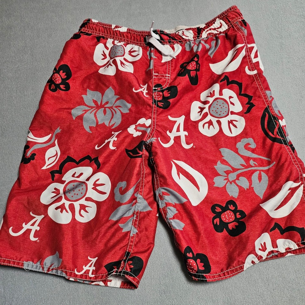 Wes and Willy Alabama Crimson Tide Floral Swim Trunks Mens Large‎ Red SH0002